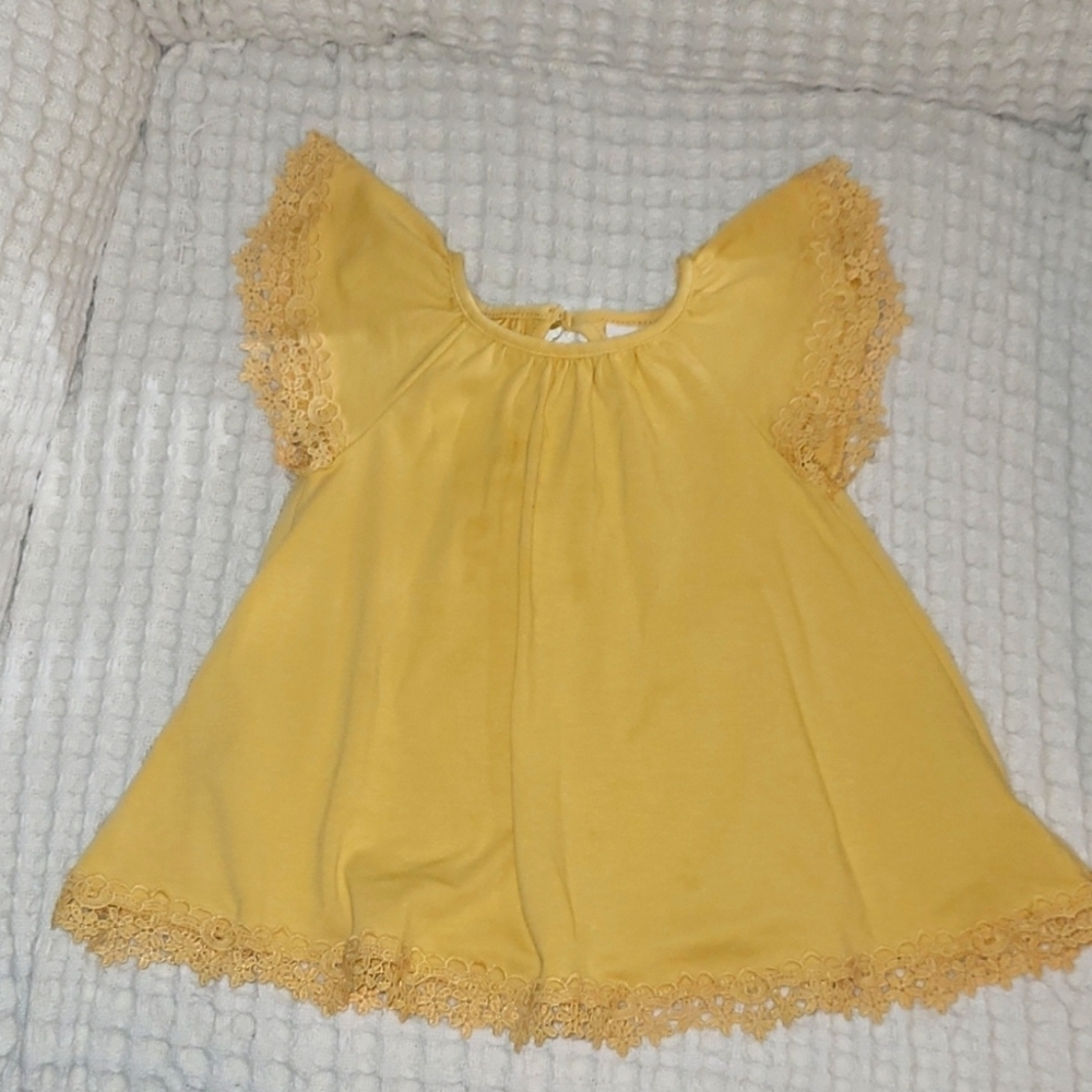 Shabby Chic* Cotton Dress* Yellow* Sz 3-6 month